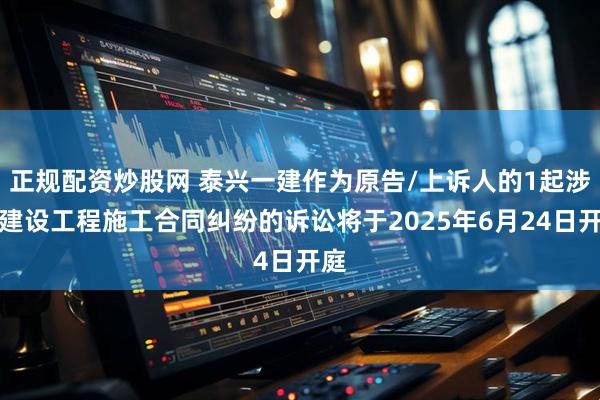 正规配资炒股网 泰兴一建作为原告/上诉人的1起涉及建设工程施工合同纠纷的诉讼将于2025年6月24日开庭
