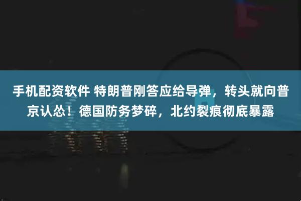 手机配资软件 特朗普刚答应给导弹，转头就向普京认怂！德国防务梦碎，北约裂痕彻底暴露